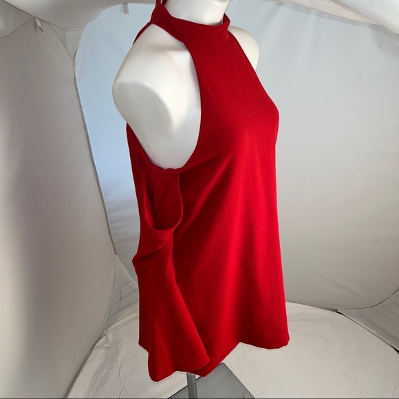 Backstage red cold shoulder blouse L - Picture 2 of 12